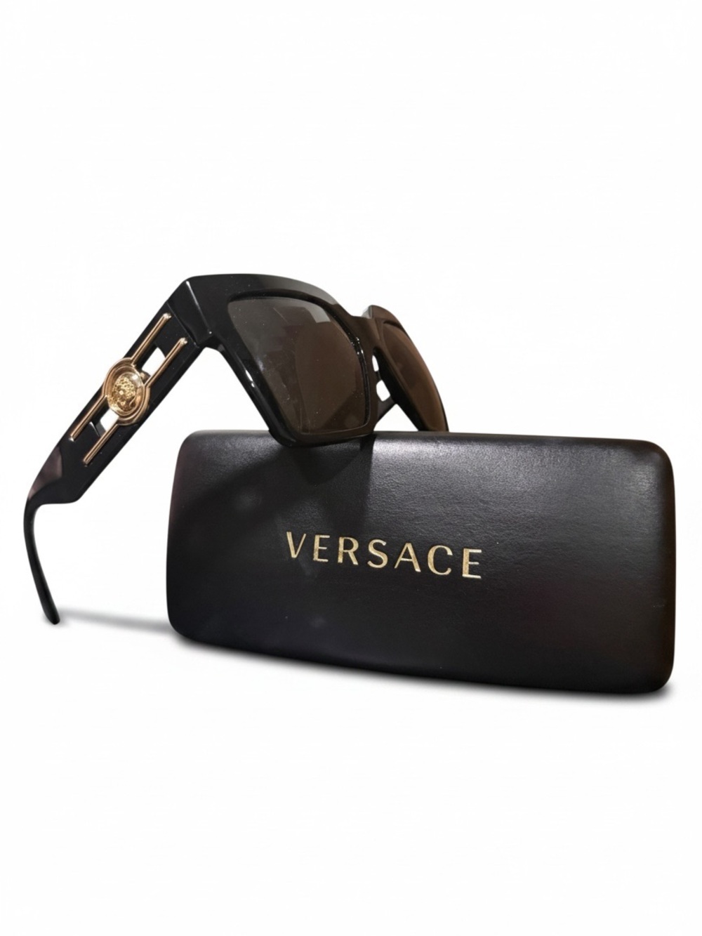Versace VE4453 GB1/87 Black Gold Medusa Square Sunglasses w/ Case
